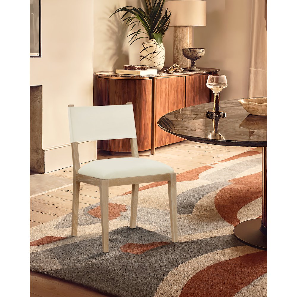 Avon Cream Vegan Leather Dining Side Chair, Set of 2. Picture 8