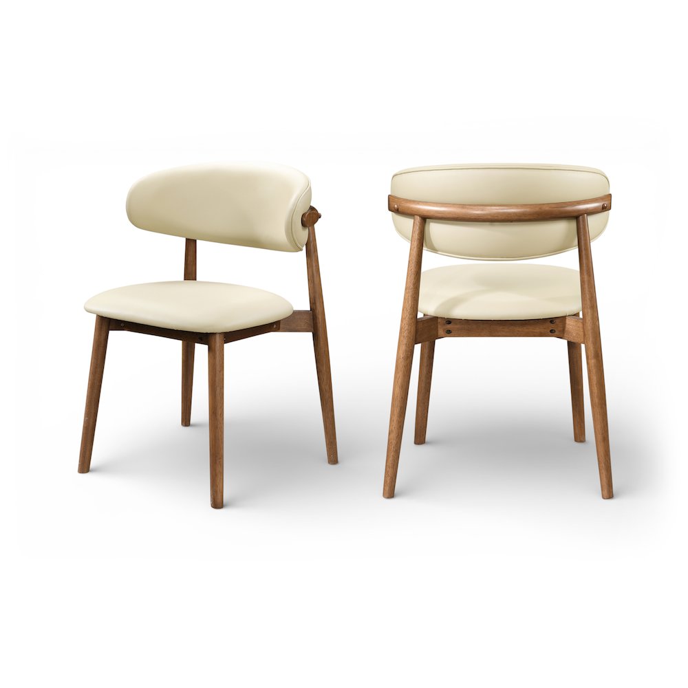 Leesa Cream Vegan Leather Upholstered Dining Chair, Set of 2. Picture 14