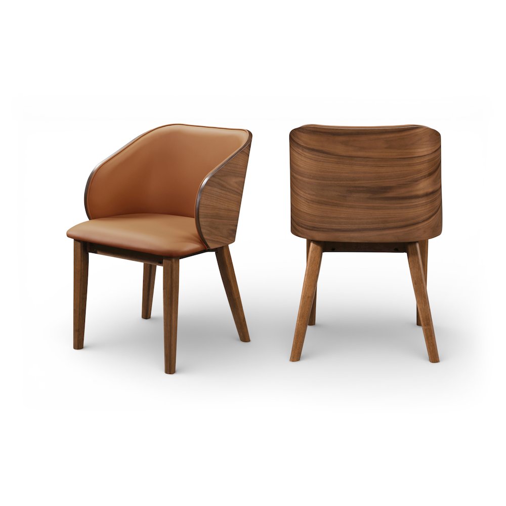 Glenwood Cognac Vegan Leather Upholstered Dining Chair, Set of 2. Picture 14