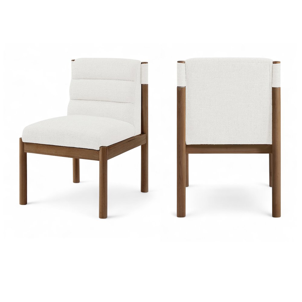 Eloura Cream Linen Textured Fabric Upholstered Dining Chair, Set of 2. Picture 6