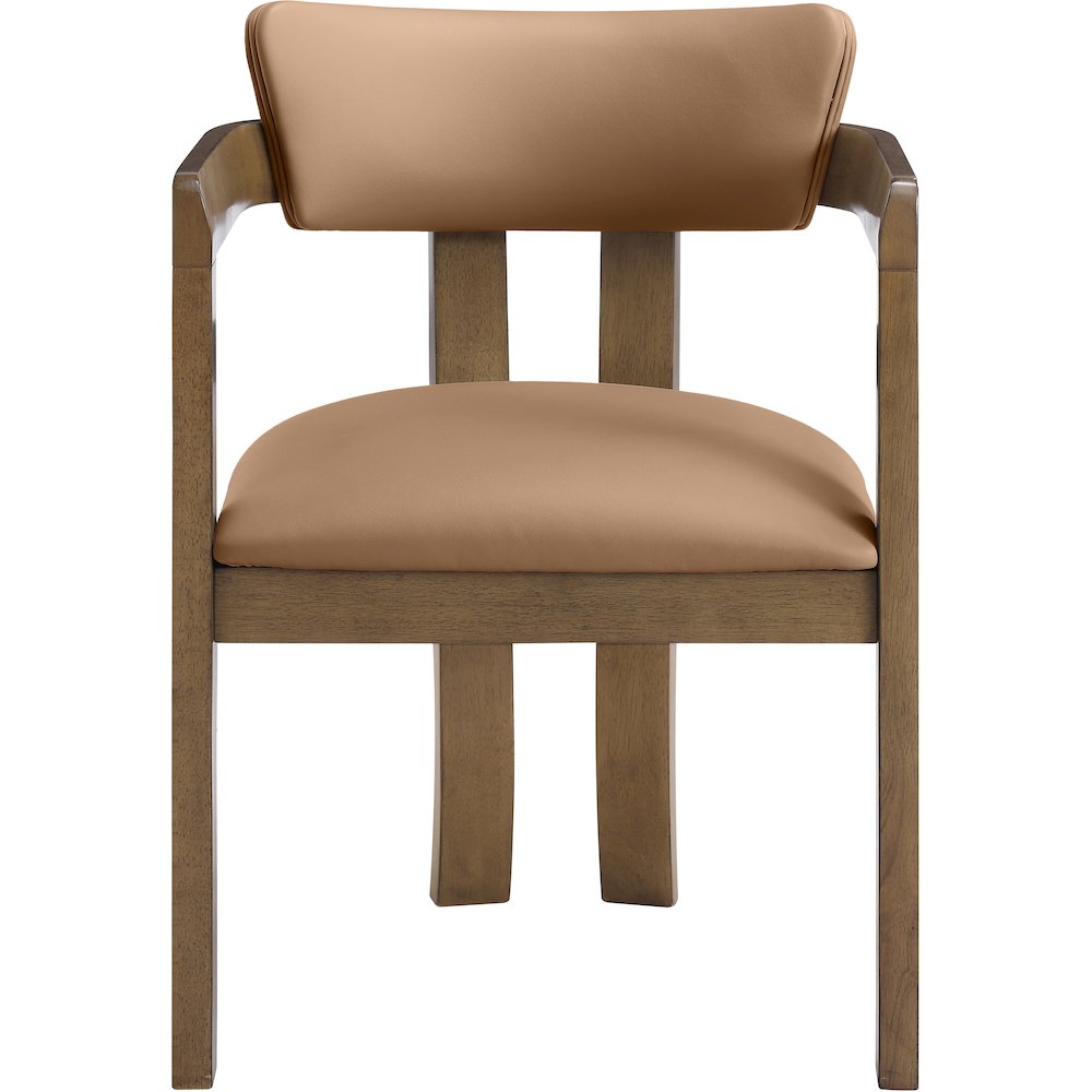 Lavrin Cognac Vegan Leather Upholstered Dining Arm Chair, Set of 2. Picture 8