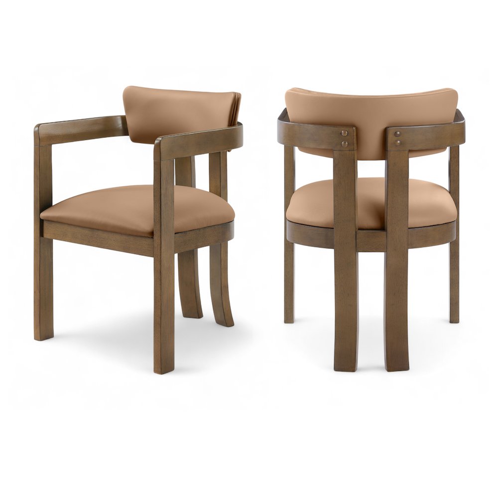 Lavrin Cognac Vegan Leather Upholstered Dining Arm Chair, Set of 2. Picture 12