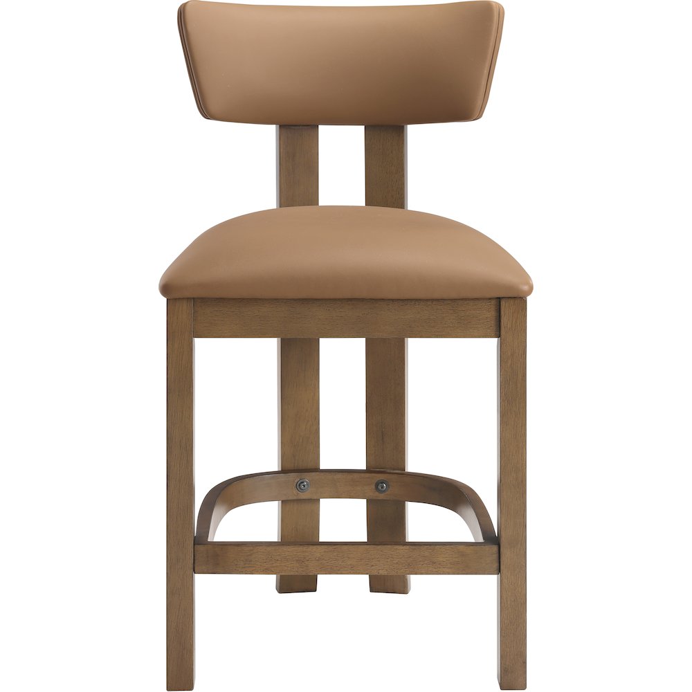 Lavrin Cognac Vegan Leather Upholstered Counter Stool, Set of 2. Picture 8
