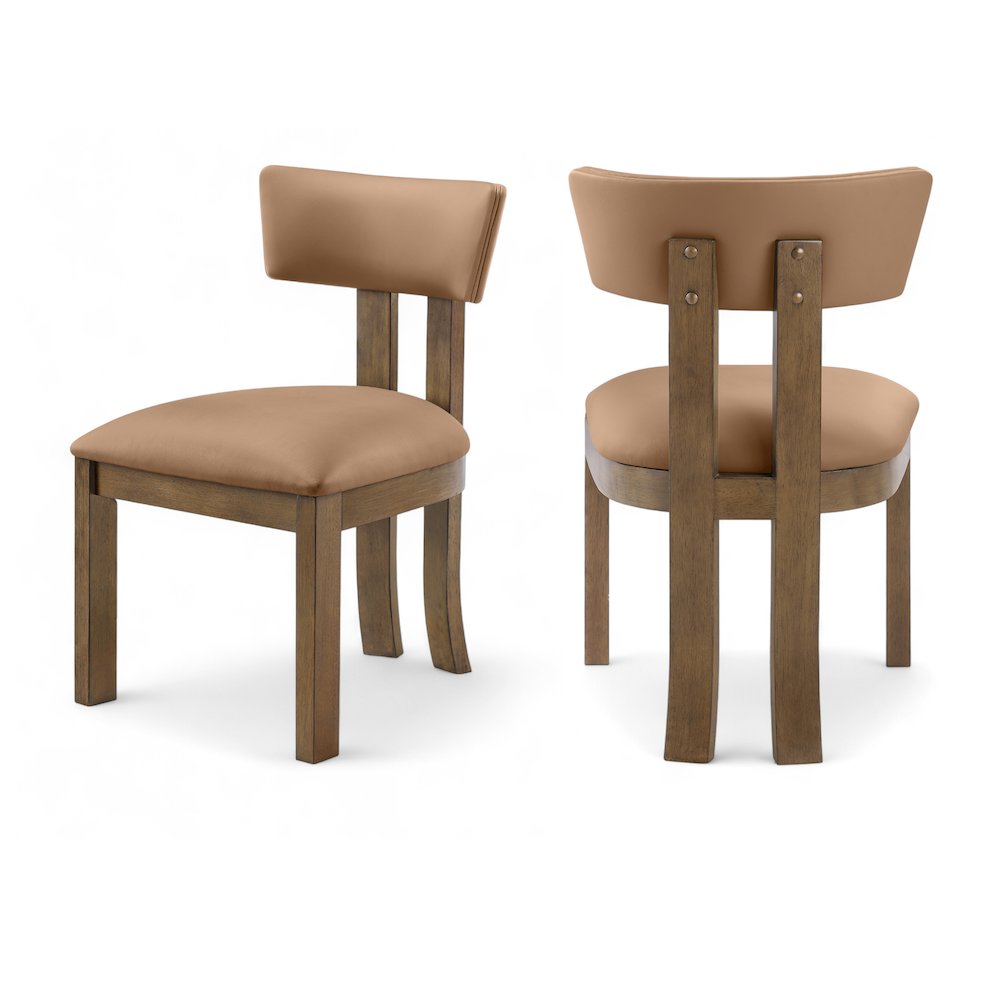 Lavrin Cognac Vegan Leather Upholstered Dining Side Chair, Set of 2. Picture 12
