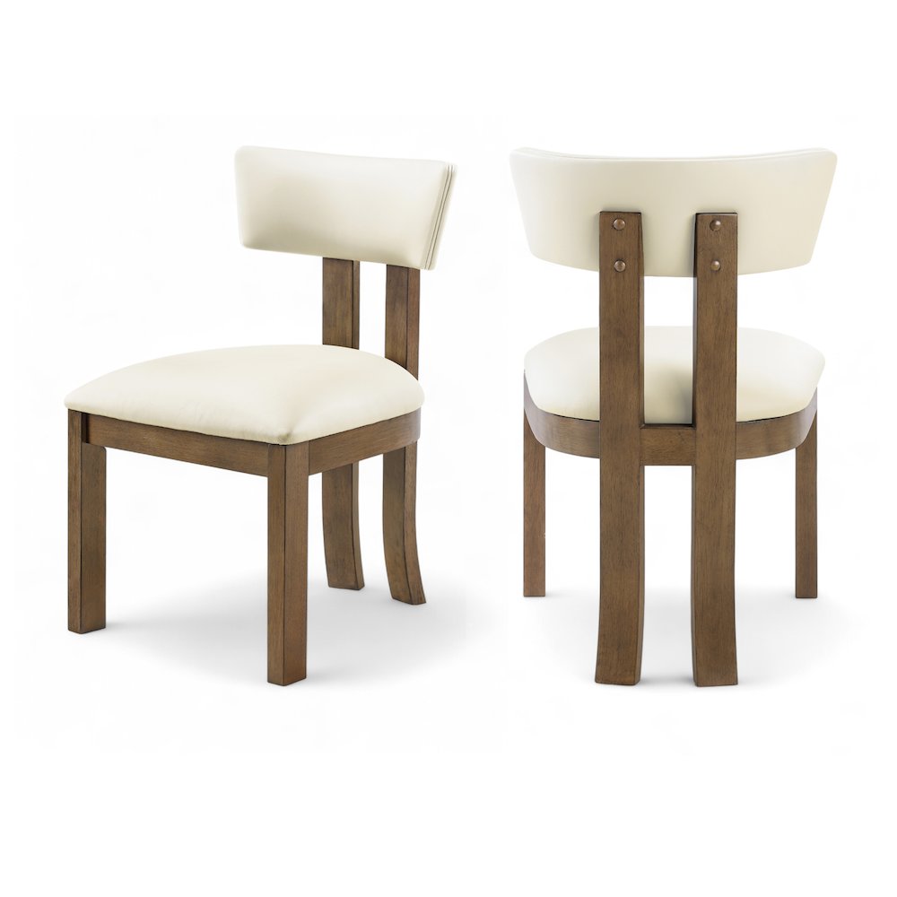 Lavrin Cream Vegan Leather Upholstered Dining Side Chair, Set of 2. Picture 12