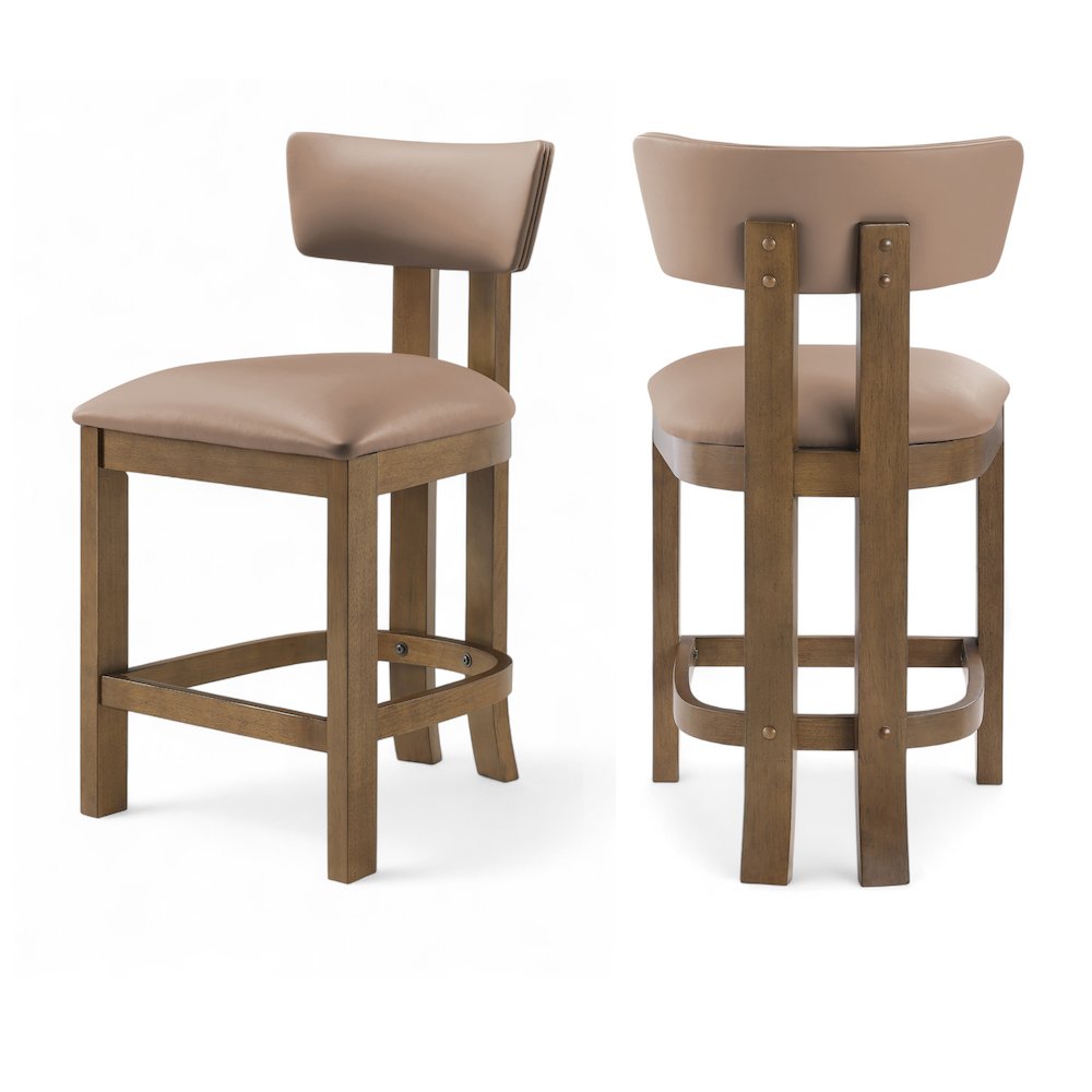 Lavrin Tan Vegan Leather Upholstered Counter Stool, Set of 2. Picture 12