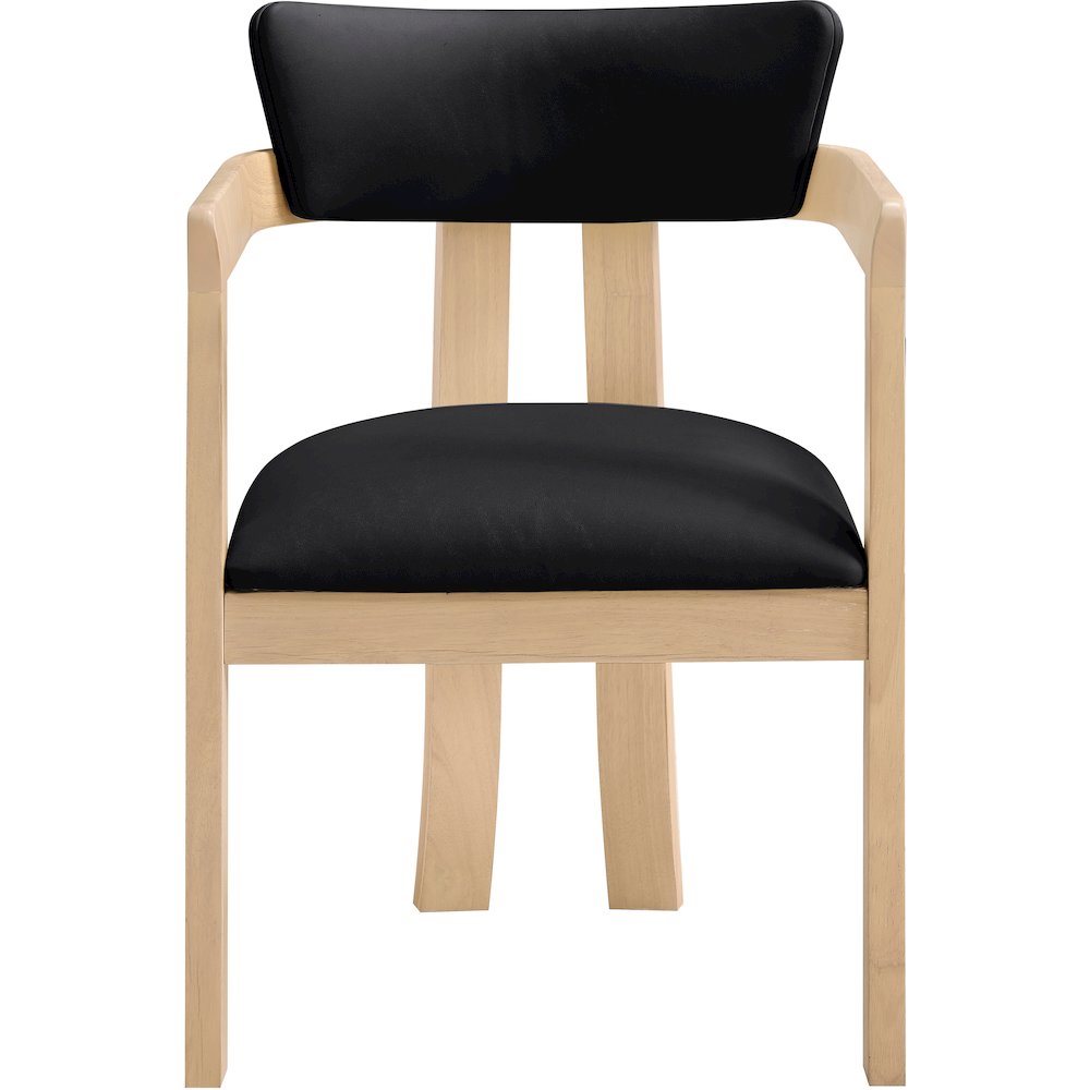 Lavrin Black Vegan Leather Upholstered Dining Arm Chair, Set of 2. Picture 8