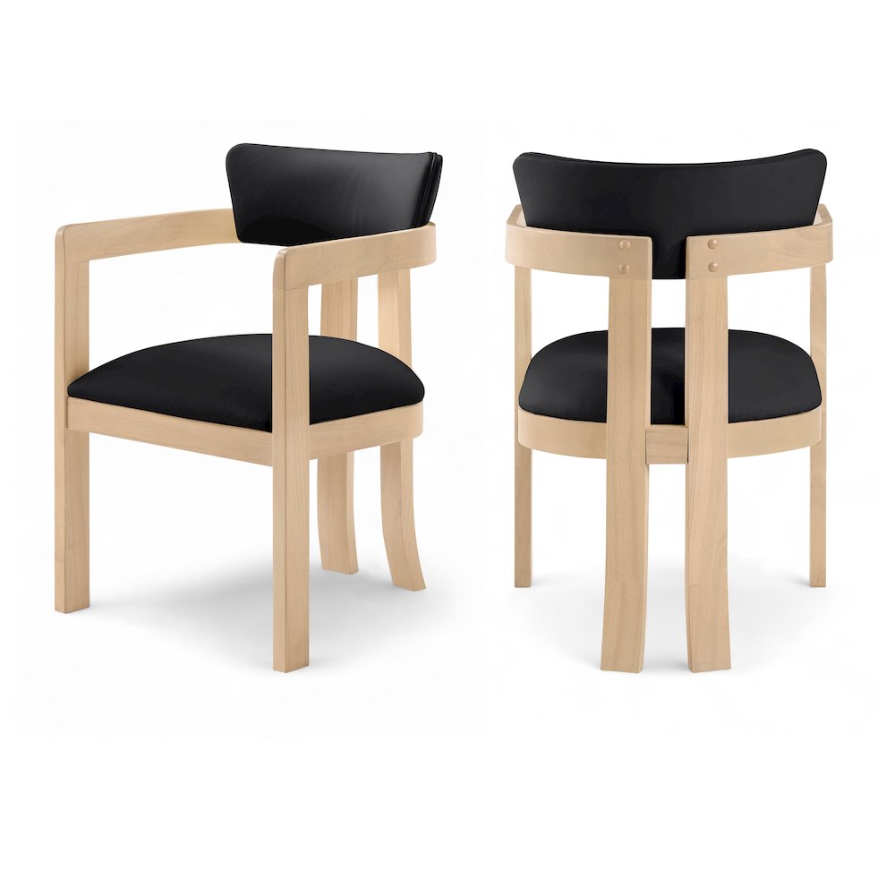 Lavrin Black Vegan Leather Upholstered Dining Arm Chair, Set of 2. Picture 11