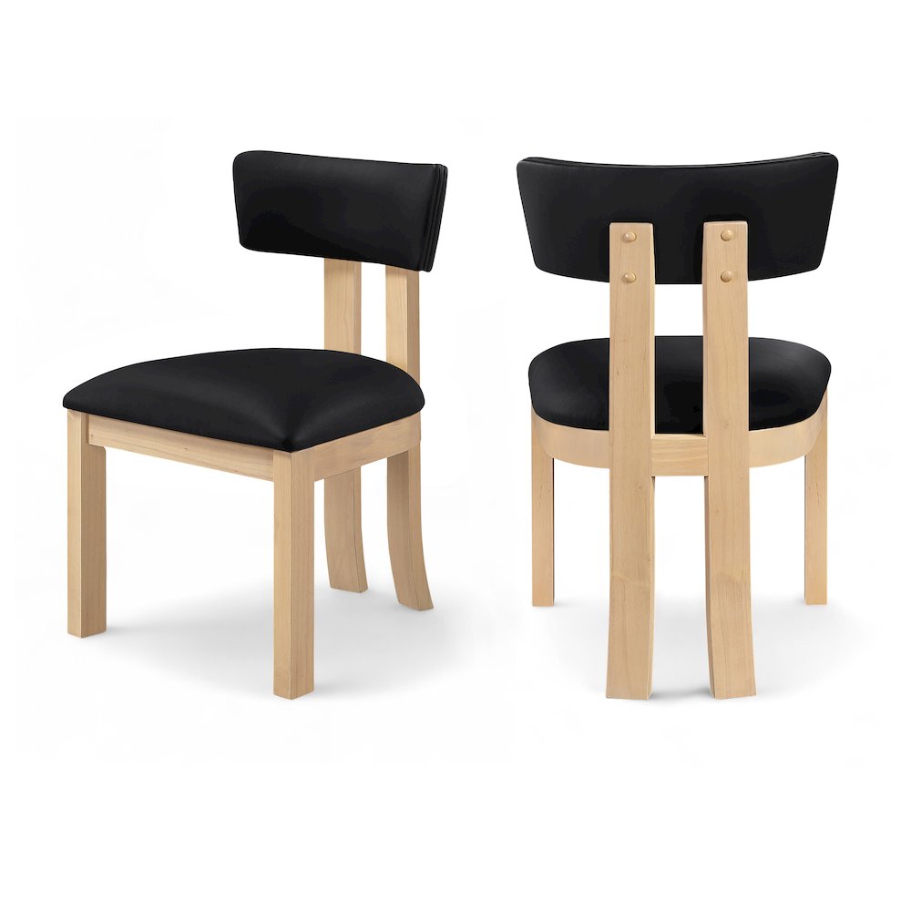 Lavrin Black Vegan Leather Upholstered Dining Side Chair, Set of 2. Picture 11