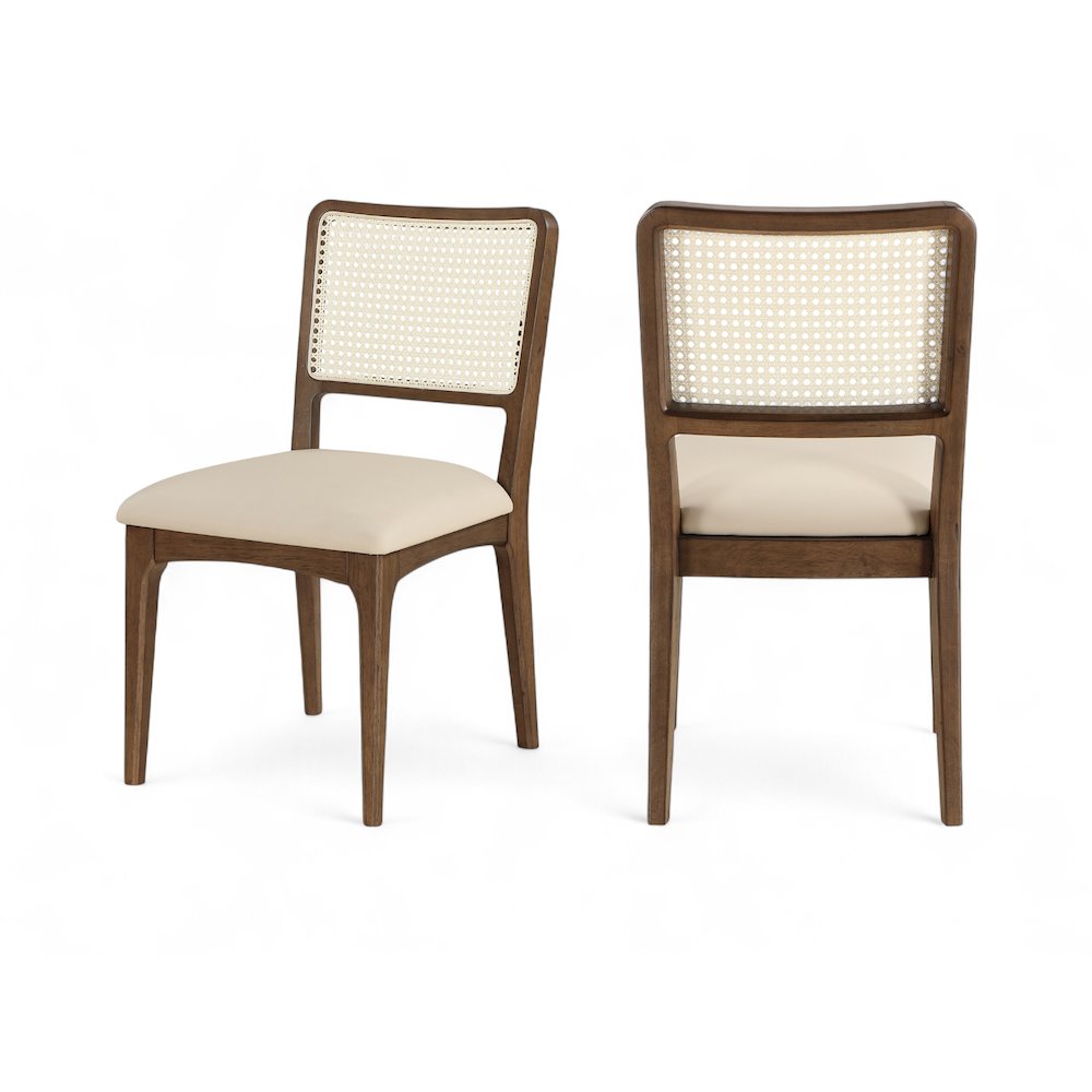 Atrium Beige Vegan Leather Upholstered Dining Chair, Set of 2. Picture 14