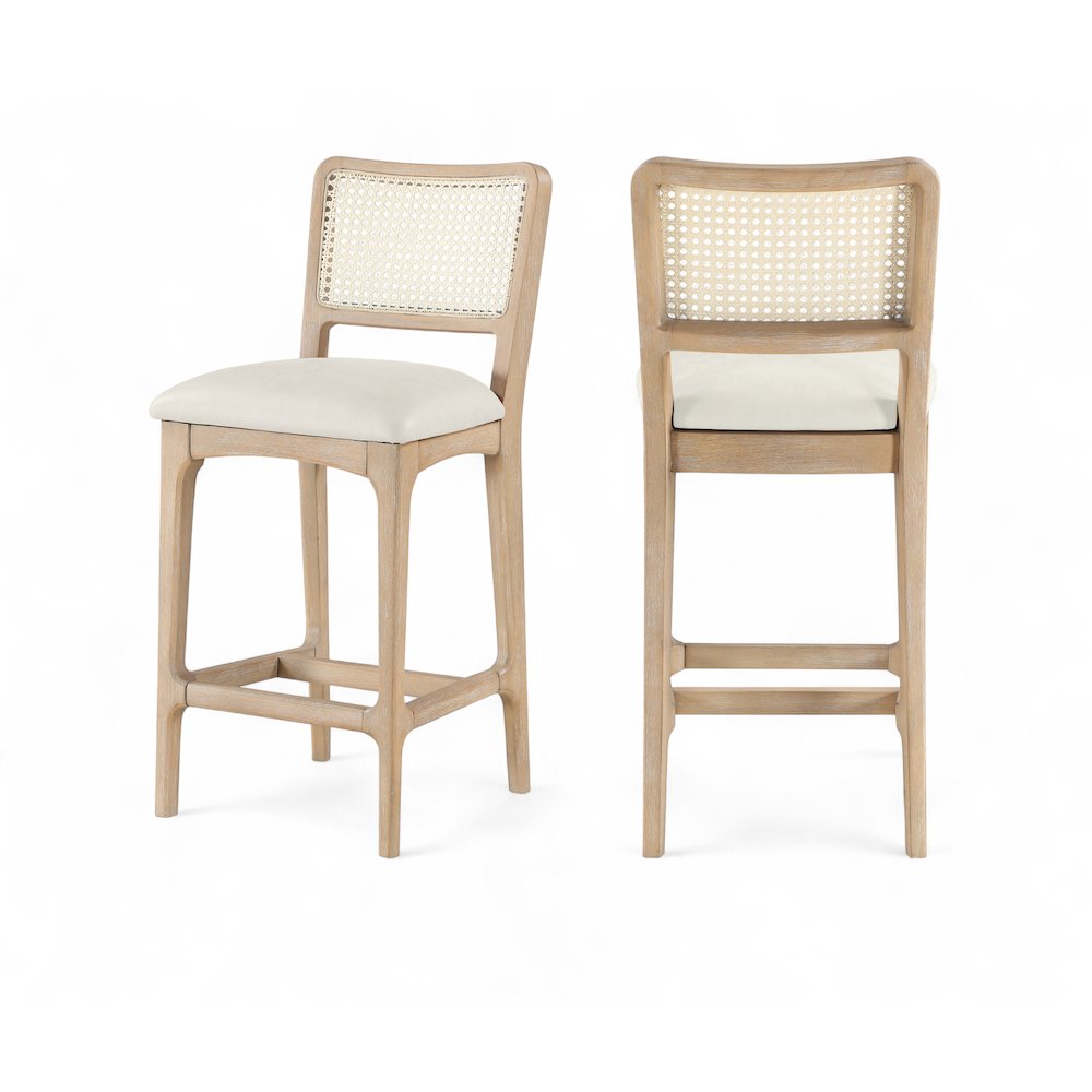 Atrium Cream Vegan Leather Upholstered Counter Stool, Set of 2. Picture 14