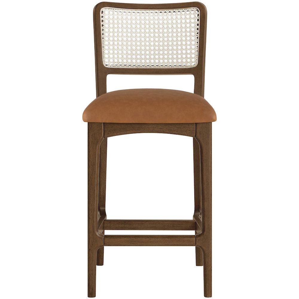 Atrium Cognac Vegan Leather Upholstered Counter Stool, Set of 2. Picture 4