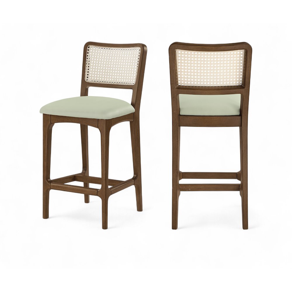 Atrium Mint Vegan Leather Upholstered Counter Stool, Set of 2. Picture 14