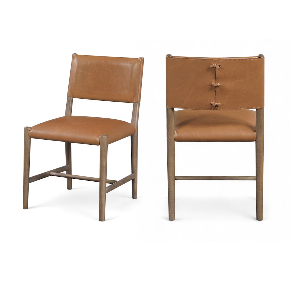 Andie Cognac Vegan Leather Upholstered Dining Chair, Set of 2. Picture 13