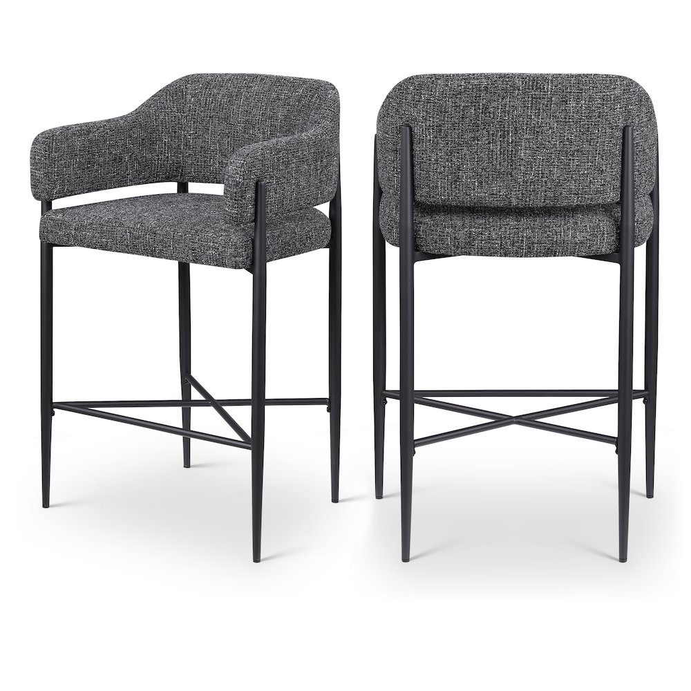 Dame Black Fabric Upholstered Counter Stool, Set of 2. Picture 12