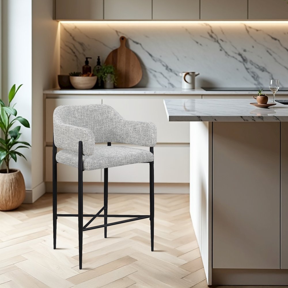 Dame Grey Fabric Upholstered Counter Stool, Set of 2. Picture 8