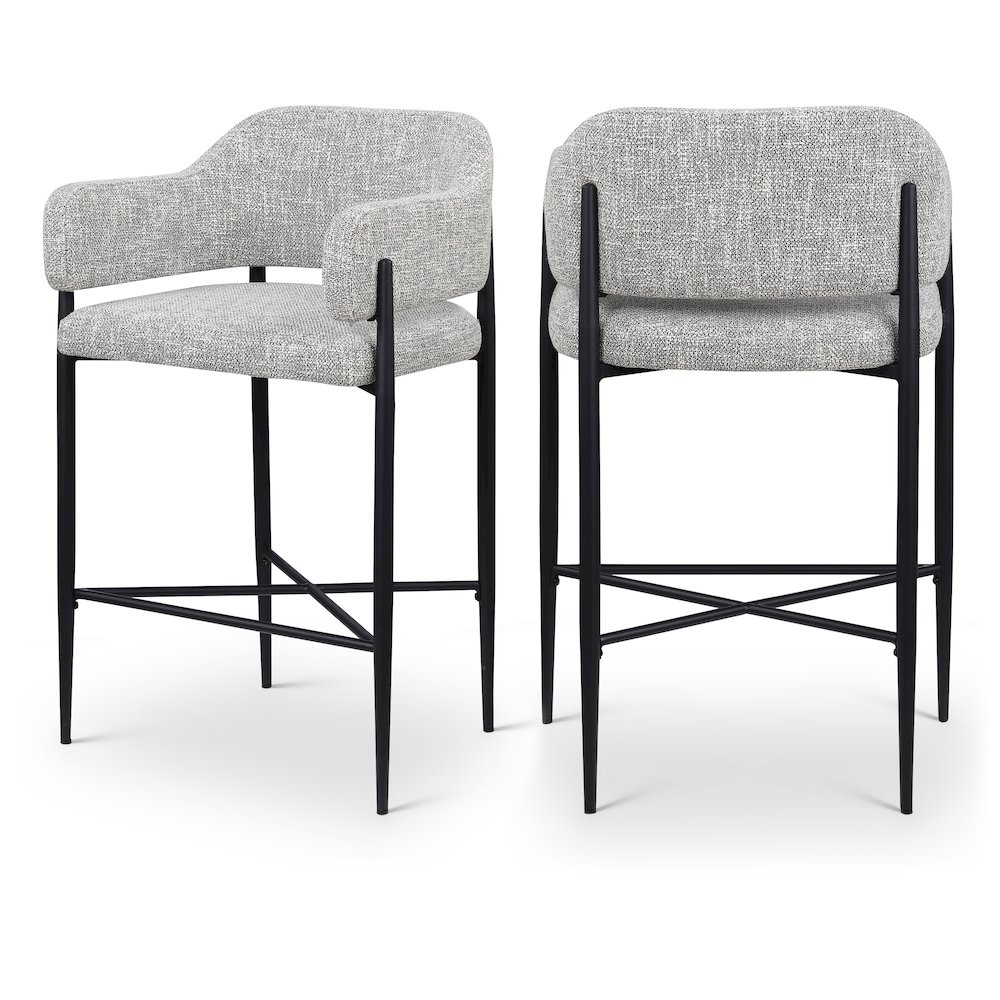 Dame Grey Fabric Upholstered Counter Stool, Set of 2. Picture 12