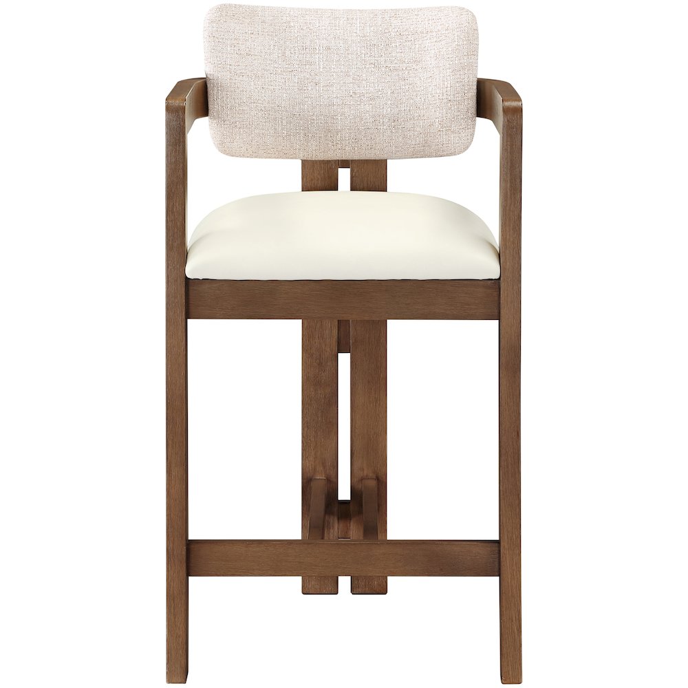 Ravina Beige Vegan Leather and Linen Textured Fabric Upholstered Counter Stool. Picture 5