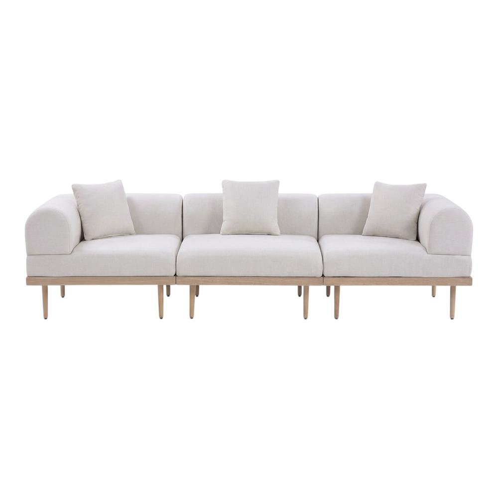 Beige Fabric Outdoor Modular Sofa With Cushions And Contemporary Style. Picture 4