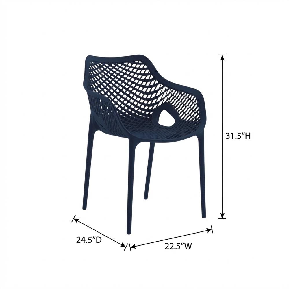 Navy Outdoor Dining Chair Set With Protective Finish For Patio Use. Picture 7