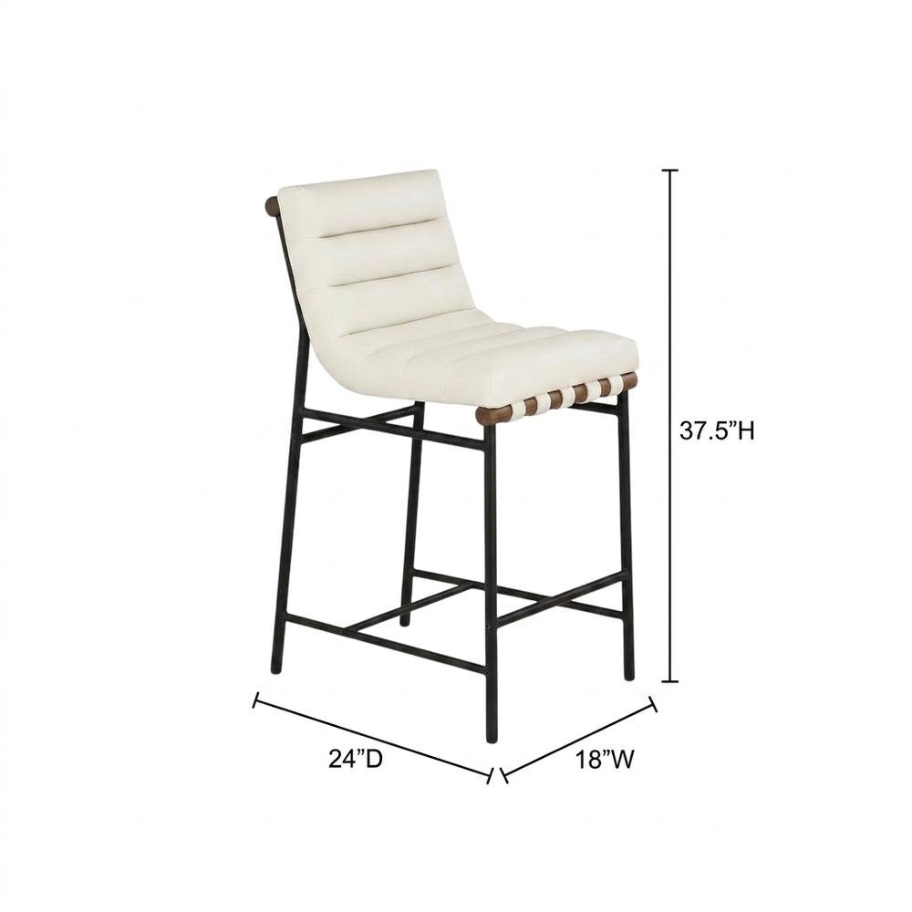 Vegan Leather & Boucle Counter Stool for Bar, Cream Vegan Leather. Picture 6
