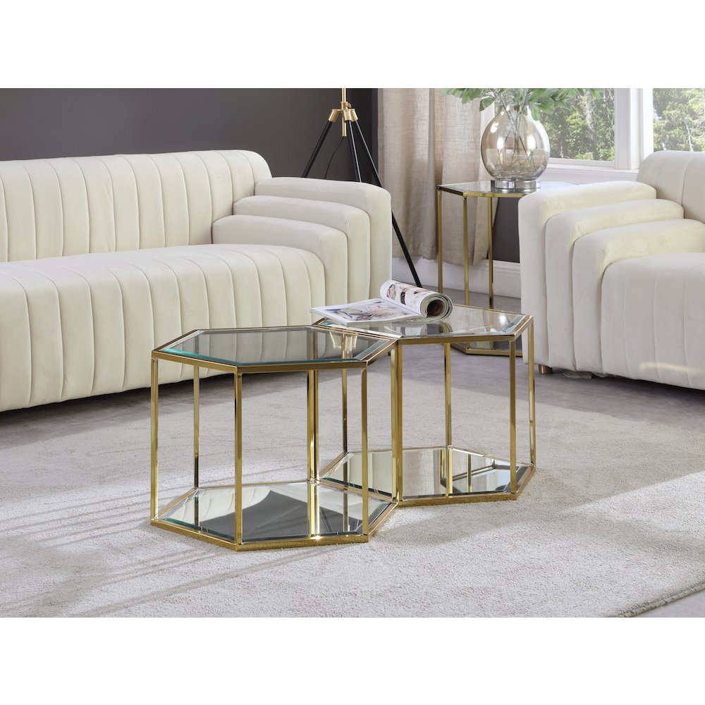 Sei Brushed Gold Coffee Table. Picture 2