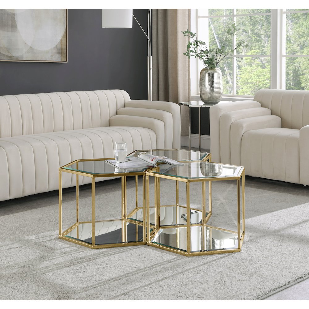 Sei Brushed Gold Coffee Table. Picture 2