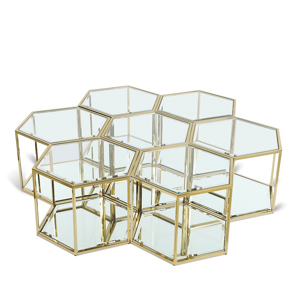 Sei Brushed Gold Coffee Table. Picture 1