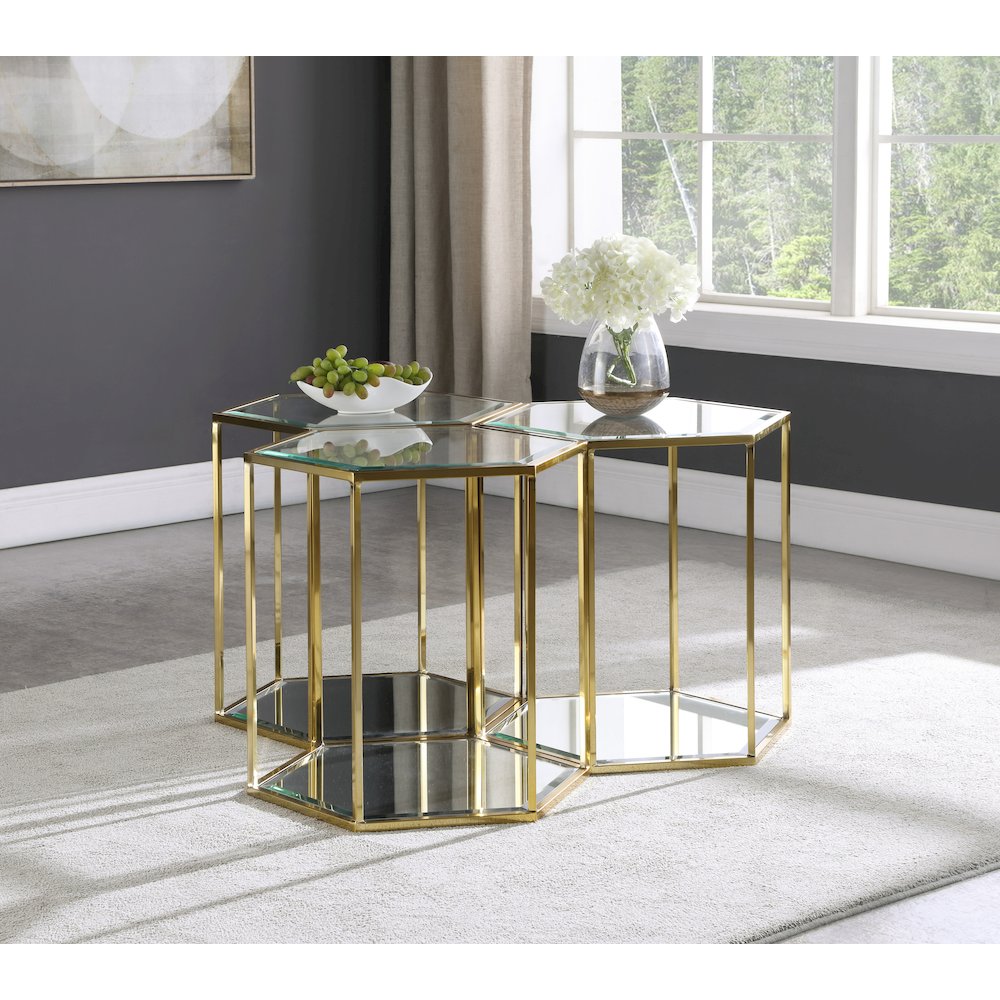 Sei Brushed Gold End Table. Picture 2