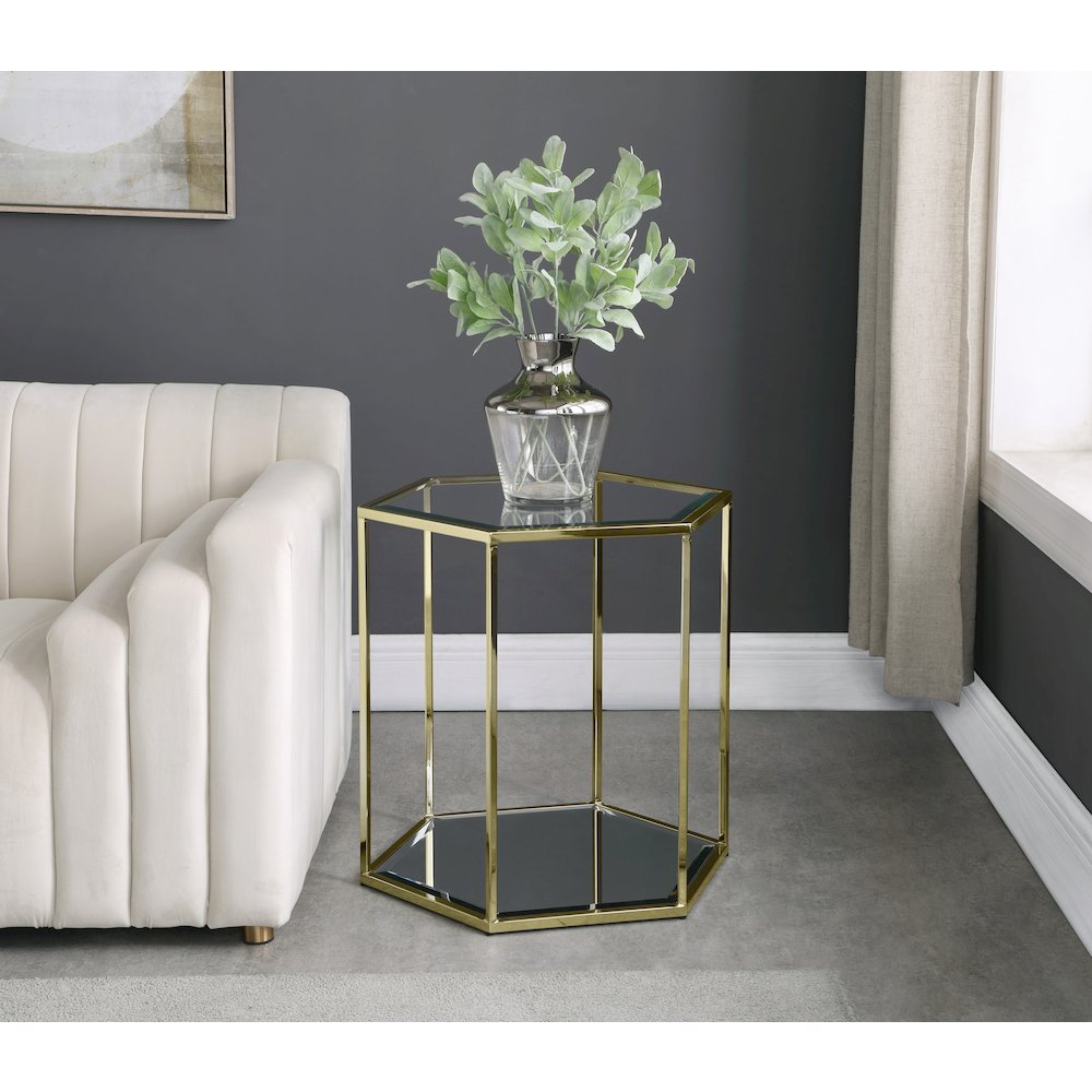 Sei Brushed Gold End Table. Picture 2