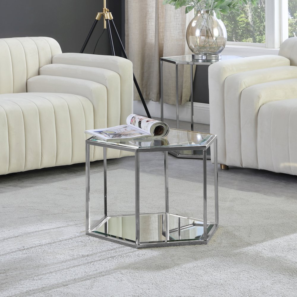 Sei Brushed Chrome Coffee Table. Picture 2