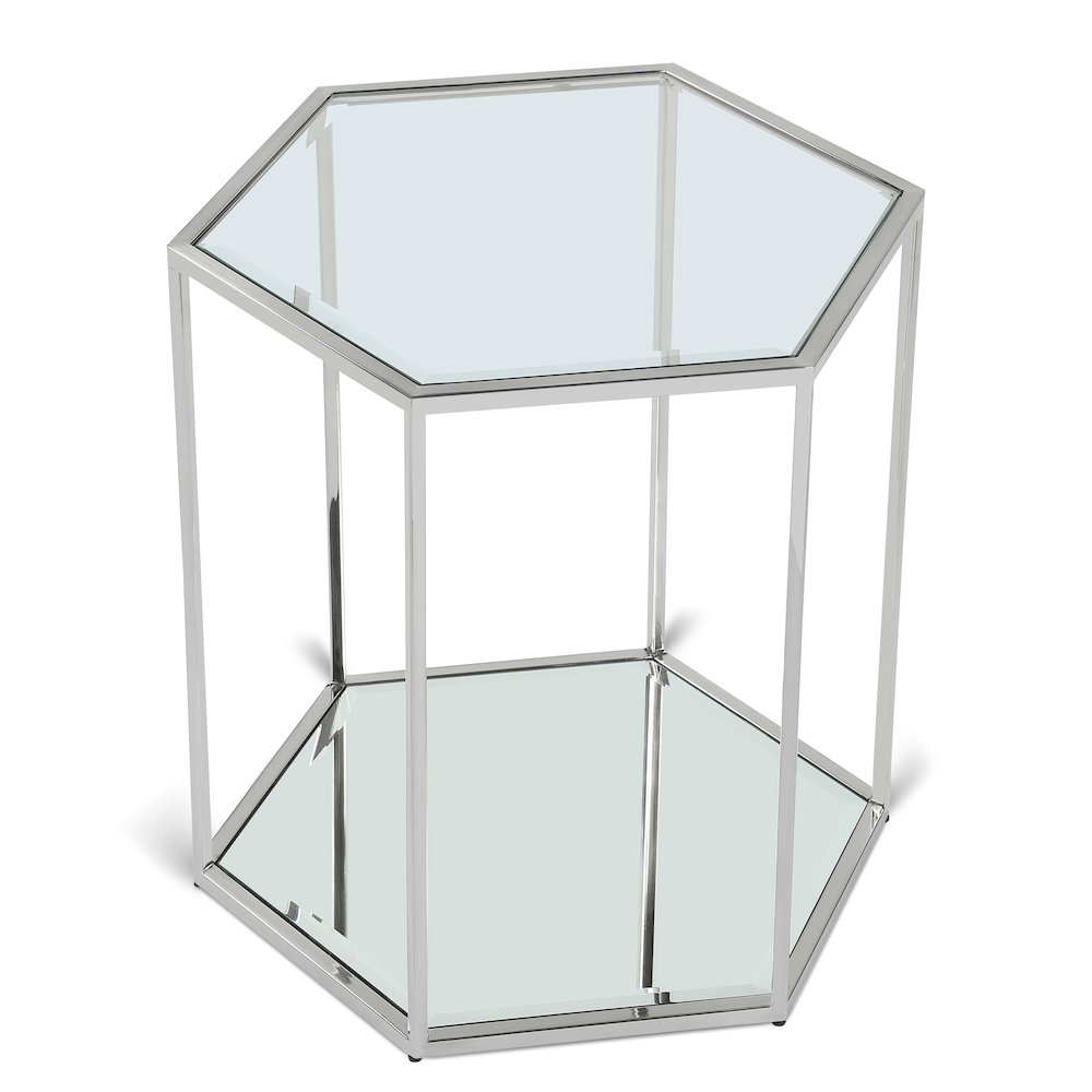 Sei Brushed Chrome End Table. Picture 1