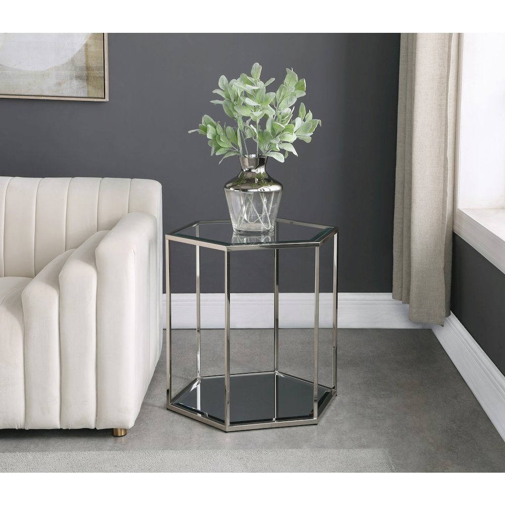 Sei Brushed Chrome End Table. Picture 2