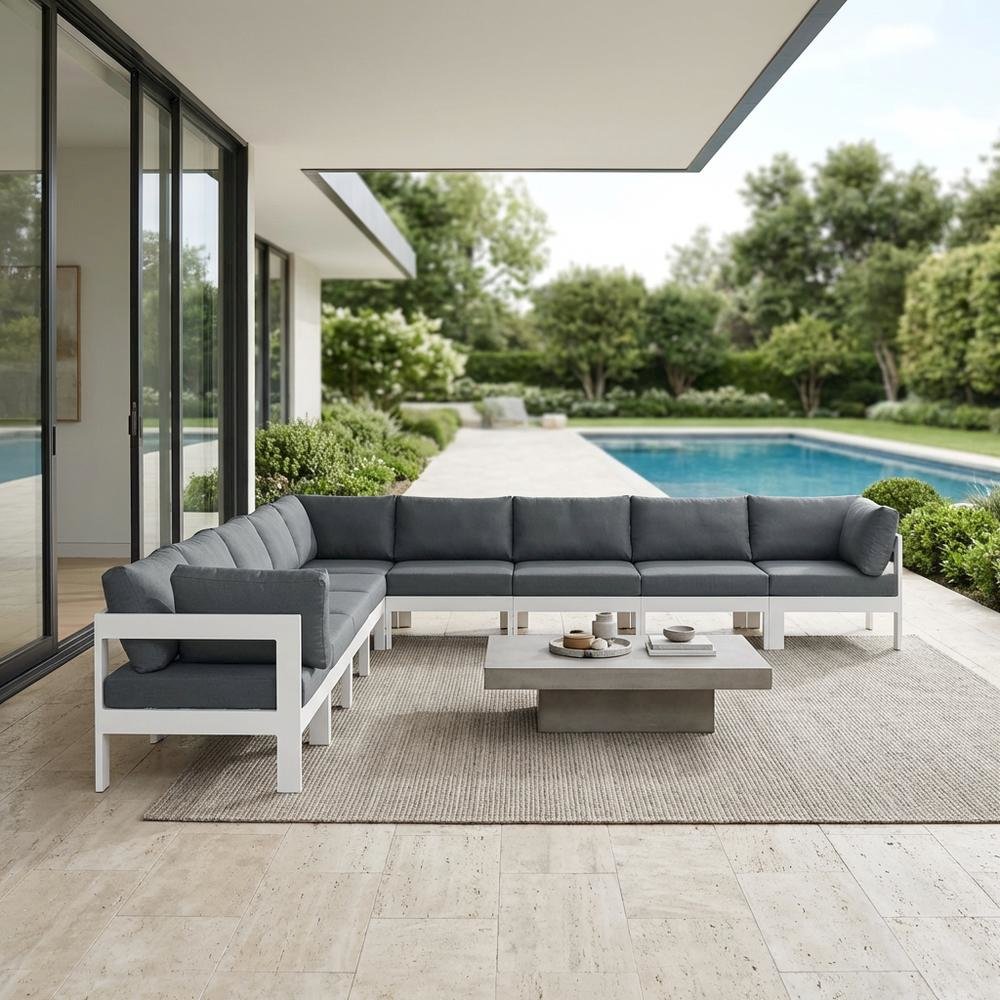 Gray Fabric Outdoor Patio Modular Sectional With Contemporary Design. Picture 3