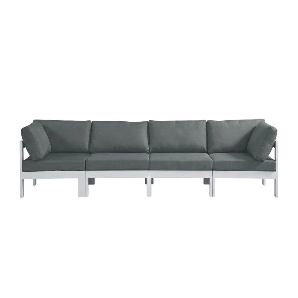 Gray Fabric Outdoor Patio Modular Sofa, Contemporary Style, Cushioned Seat. Picture 4