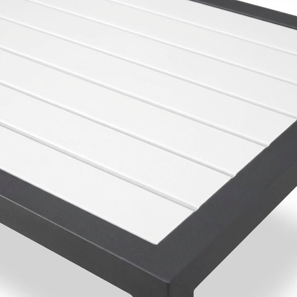 White Wood Look Accent Paneling Outdoor Patio Aluminum Coffee Table. Picture 5