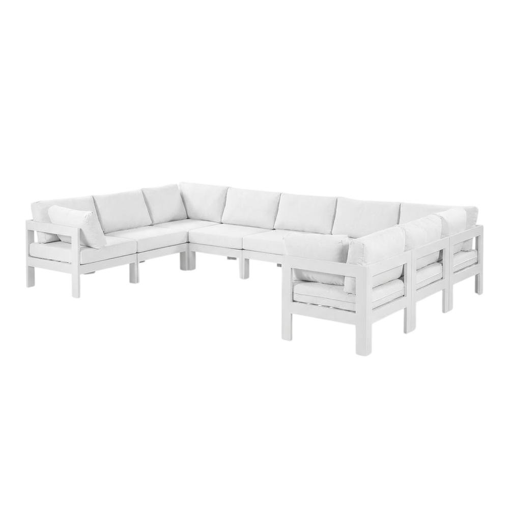 White Fabric Outdoor Patio Modular Sectional With Contemporary Style. Picture 1
