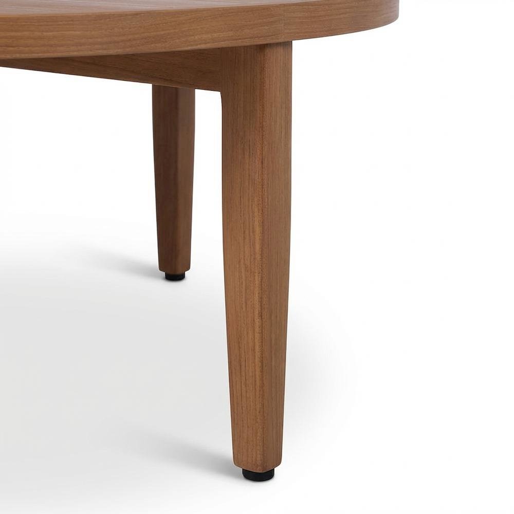 Teak Finish Outdoor Coffee Table With Aluminum Frame And Contemporary Style. Picture 6