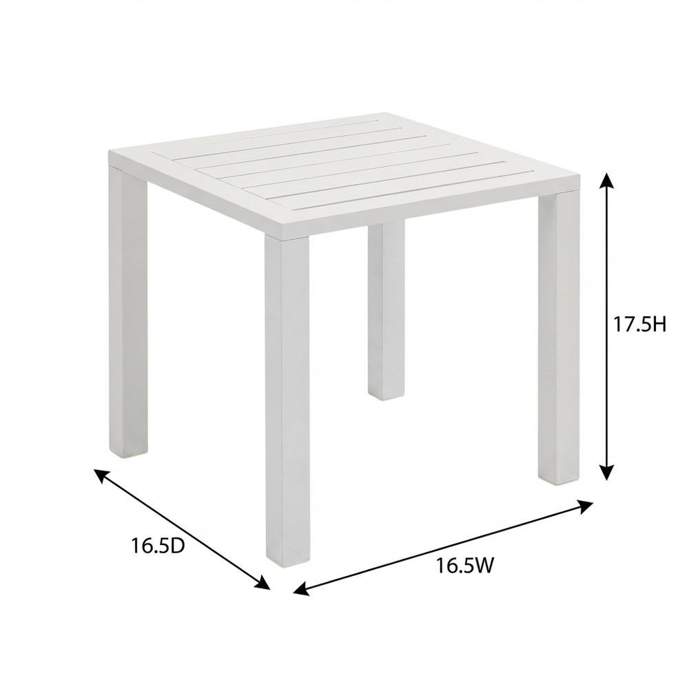 White Outdoor Patio End Table With Contemporary Style. Picture 7