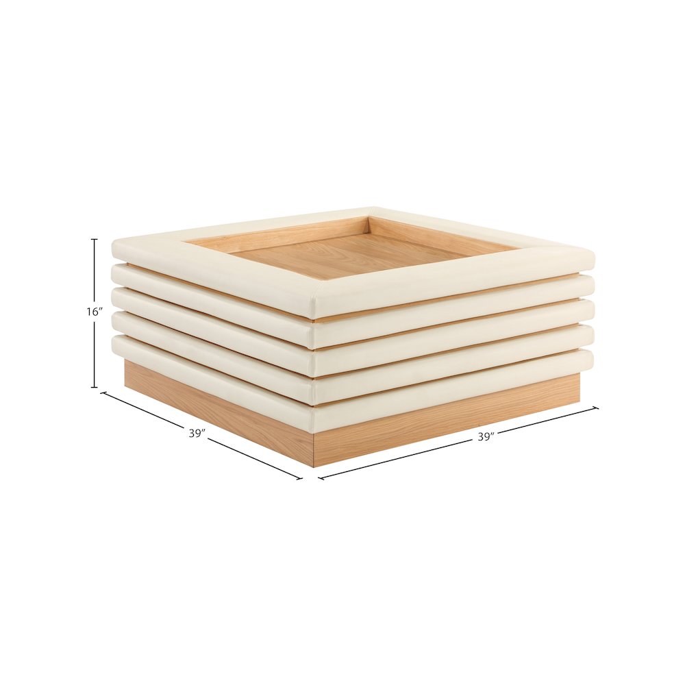 Rory Cream Vegan Leather Coffee Table. Picture 6