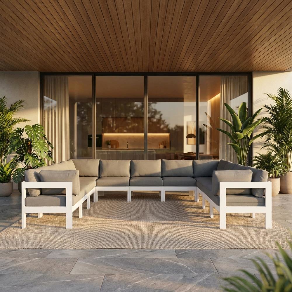 Gray Fabric Outdoor Modular Sectional With Contemporary Style. Picture 2