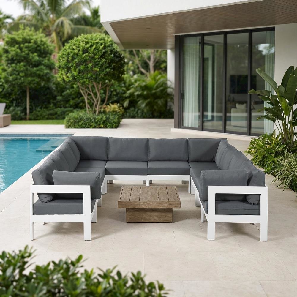 Gray Fabric Outdoor Patio Modular Sectional With Contemporary Design. Picture 3