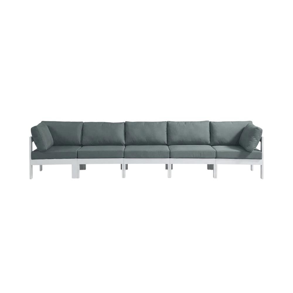 Gray Fabric Outdoor Modular Sofa With Contemporary Style For Patio Lounging. Picture 4