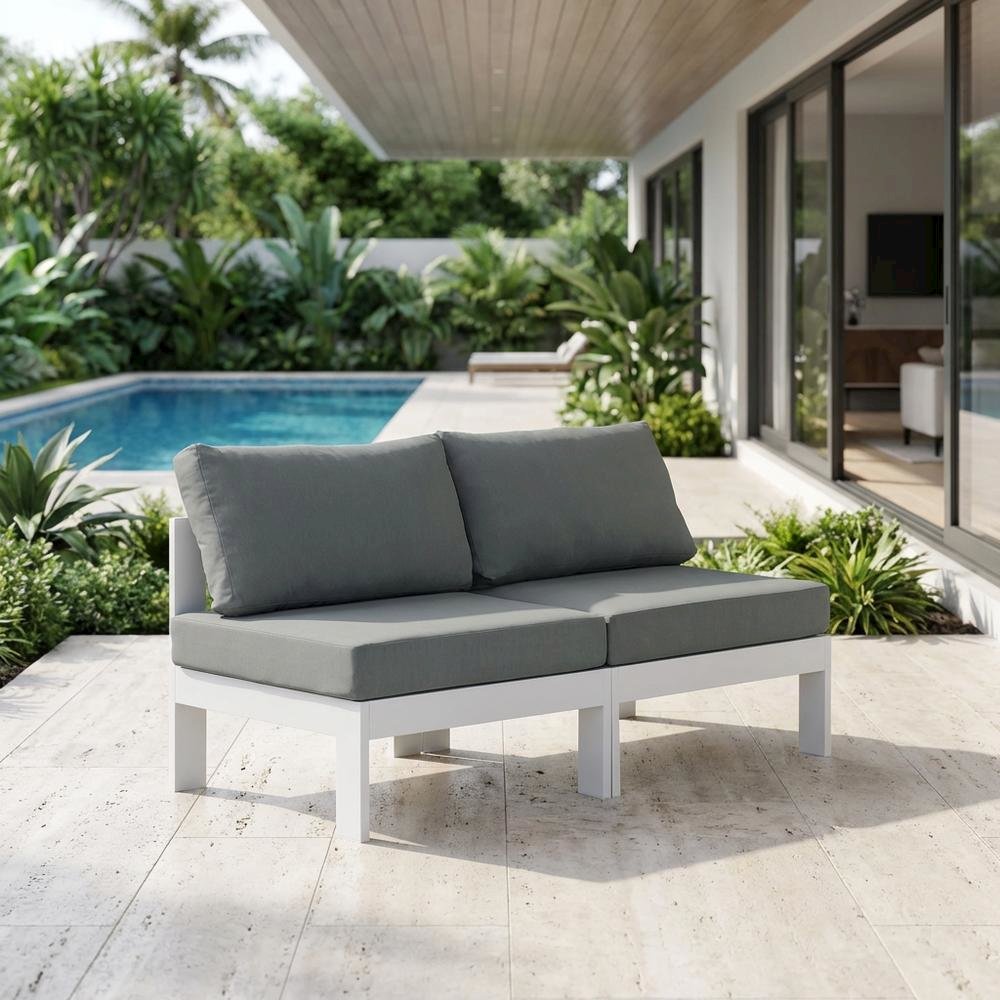 Gray Fabric Outdoor Modular Sofa With Contemporary Style And Cushioned Seating. Picture 3