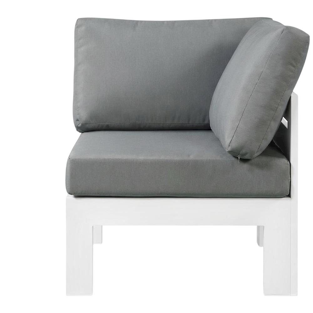 Gray Fabric Outdoor Corner Chair With Aluminum Frame And Contemporary Style. Picture 4