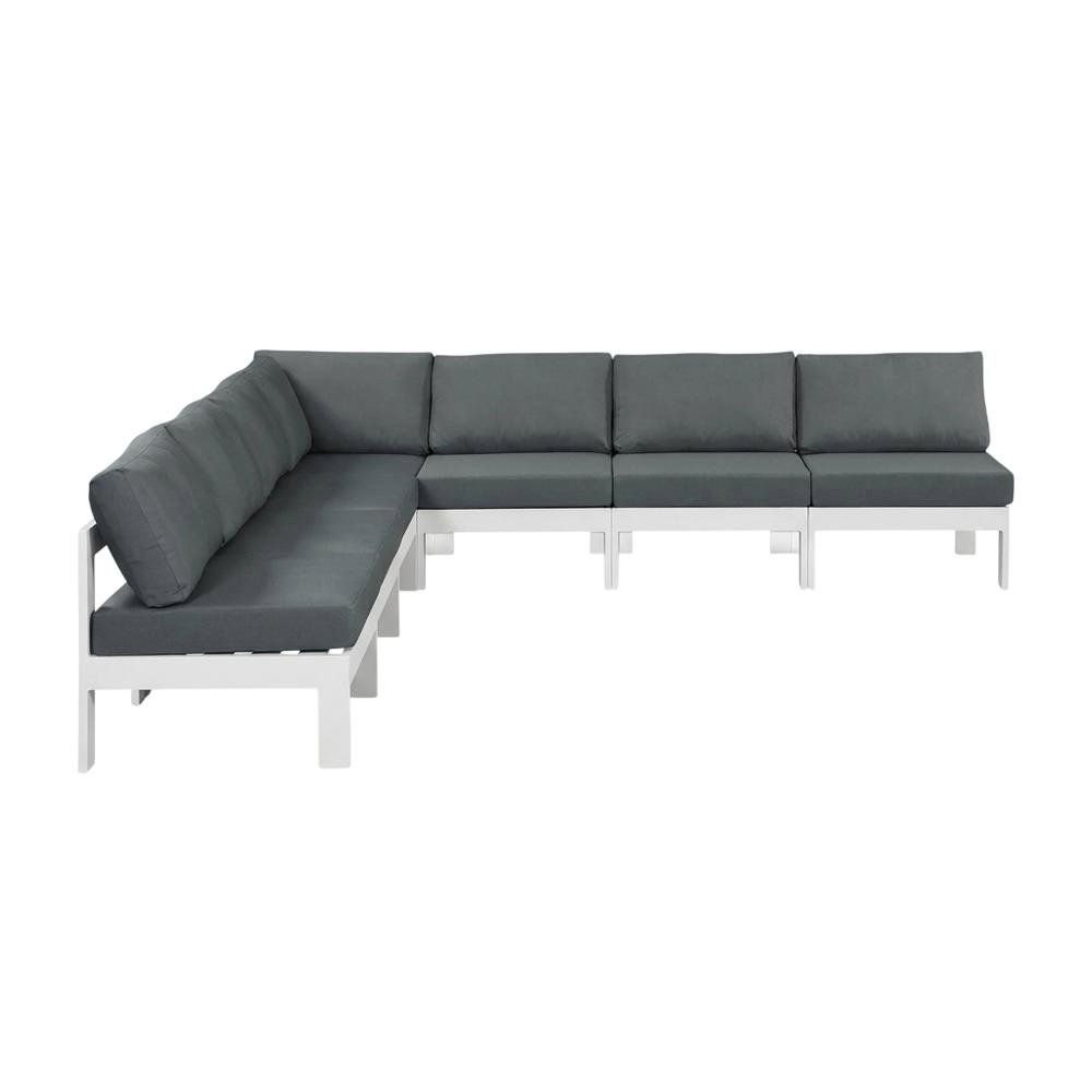 Gray Fabric Outdoor Patio Modular Sectional, Contemporary Style, Cushioned Seats. Picture 4
