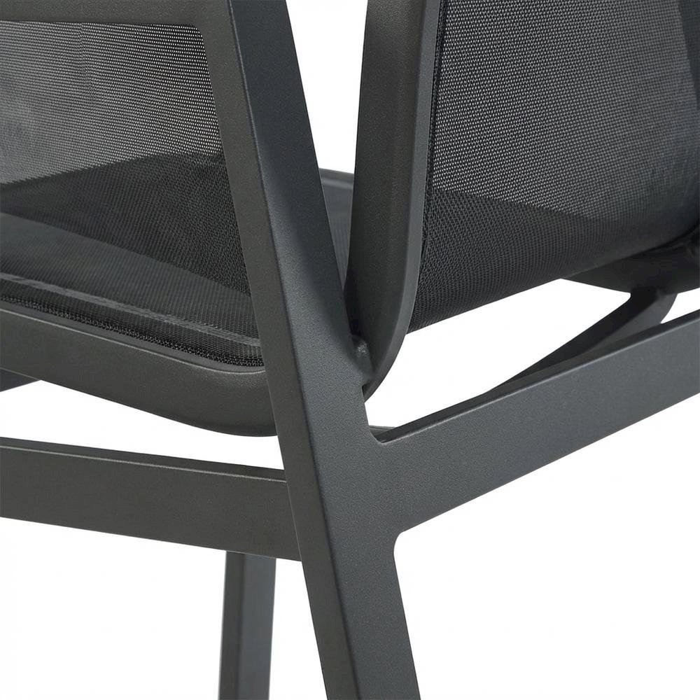 Grey Fabric Outdoor Patio Dining Armchair Set With Contemporary Design, 2-Piece. Picture 6