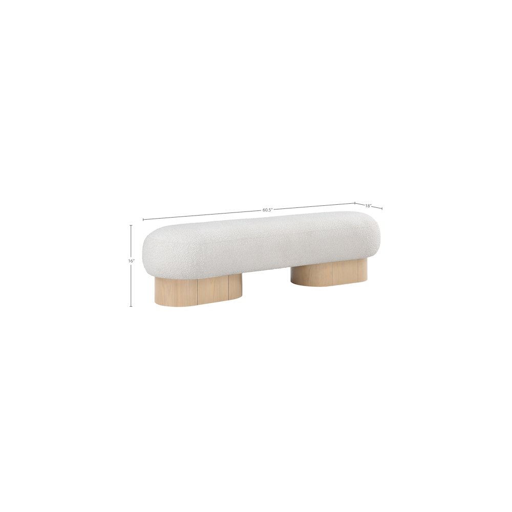 Robertson Cream Boucle Fabric Bench. Picture 8