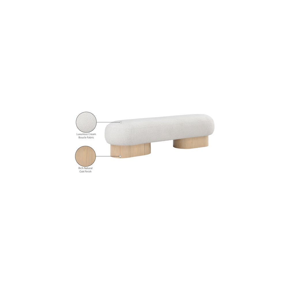 Robertson Cream Boucle Fabric Bench. Picture 9