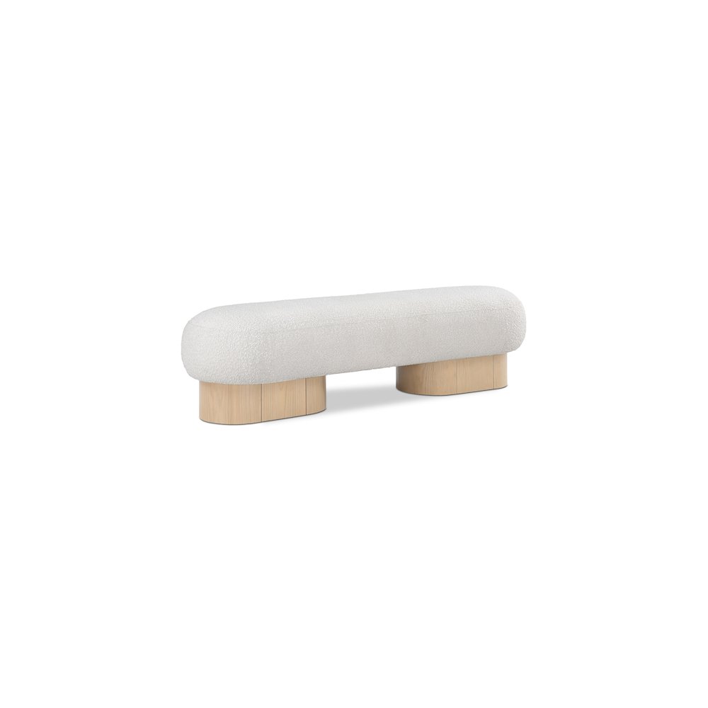 Robertson Cream Boucle Fabric Bench. Picture 1